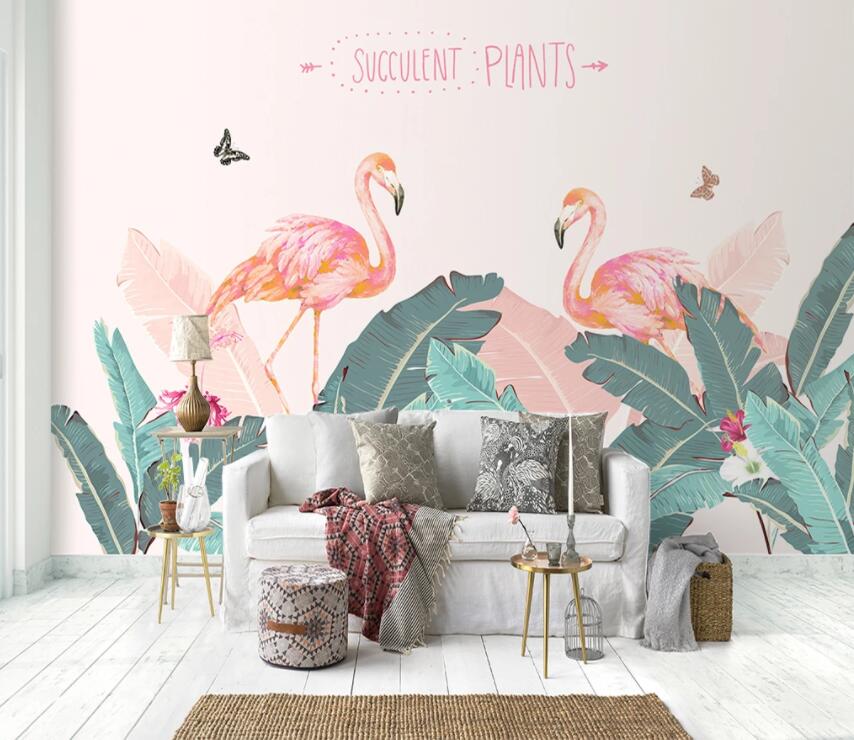 3D Pink Flamingo 1147 Wall Murals Wallpaper AJ Wallpaper 2 