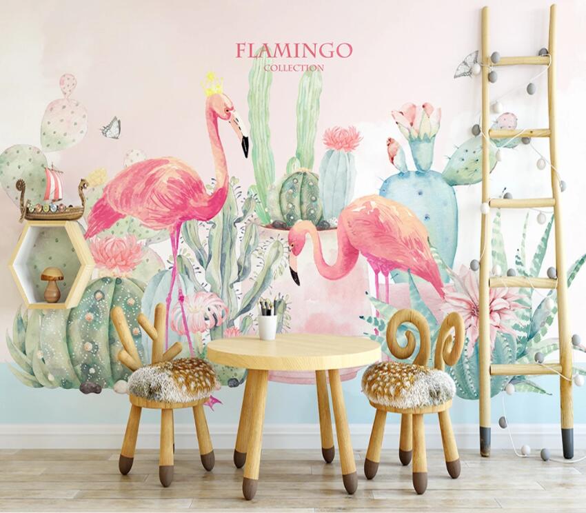 3D Pink Flamingo 896 Wall Murals Wallpaper AJ Wallpaper 2 