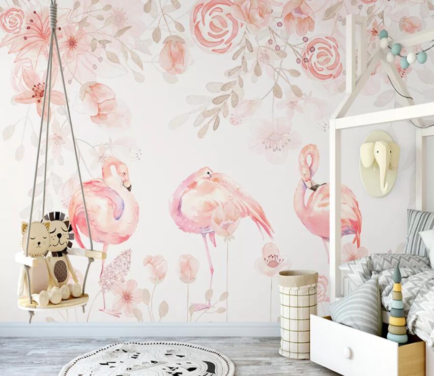 3D Pink Flamingo 876 Wall Murals Wallpaper AJ Wallpaper 2 