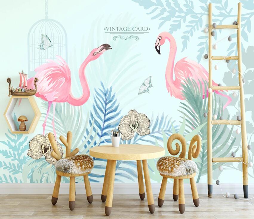 3D Pink Flamingo 872 Wall Murals Wallpaper AJ Wallpaper 2 