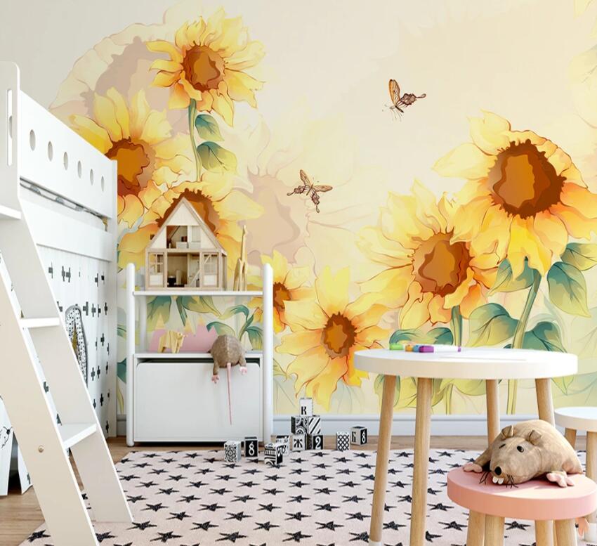 3D Yellow Sunflower 845 Wall Murals Wallpaper AJ Wallpaper 2 