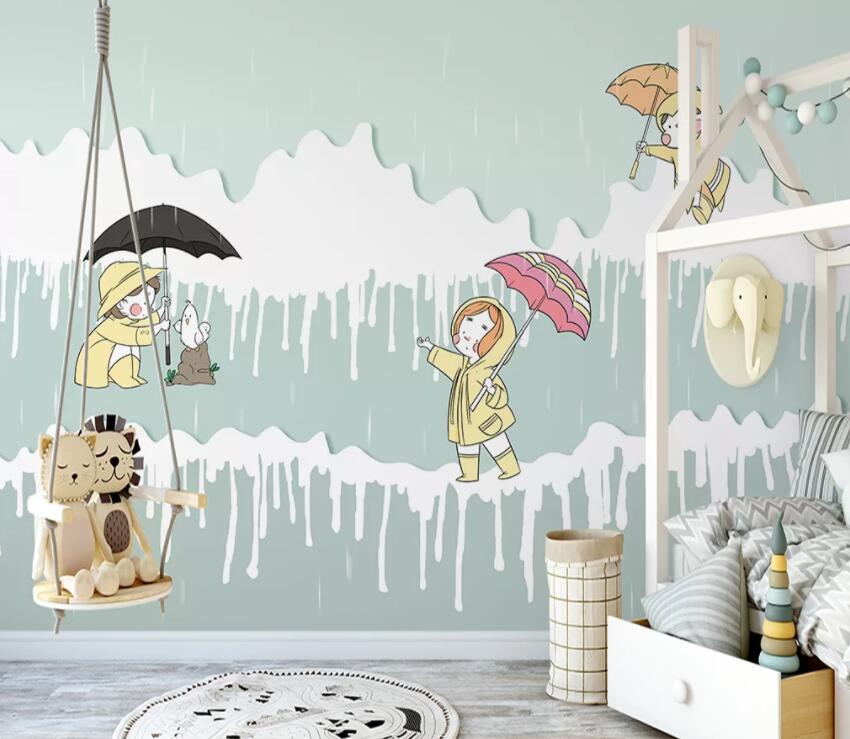 3D Child Raining 844 Wall Murals Wallpaper AJ Wallpaper 2 