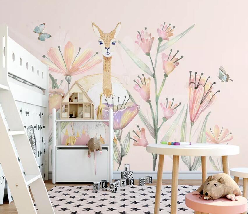 3D Fawn Flower 838 Wall Murals Wallpaper AJ Wallpaper 2 