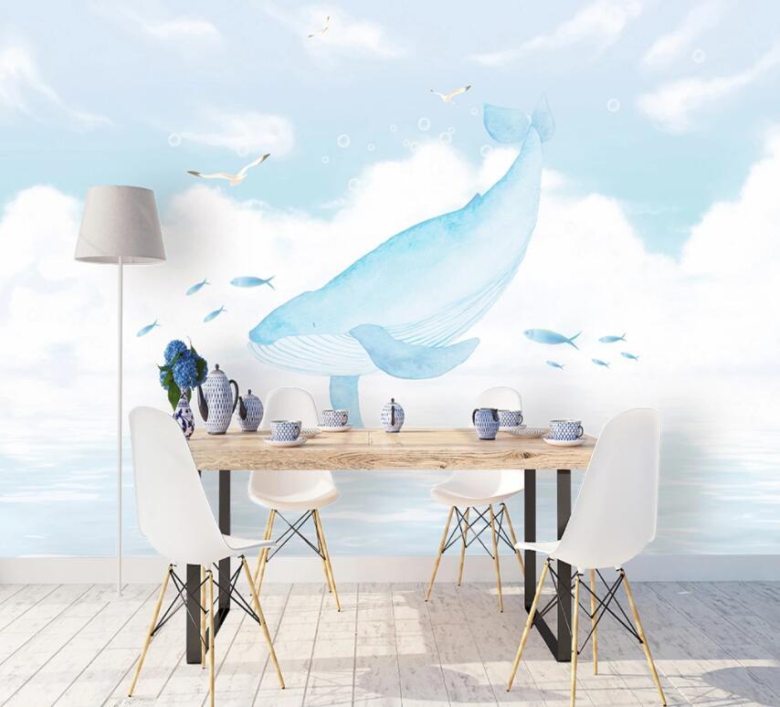 3D Blue Whale 761 Wall Murals Wallpaper AJ Wallpaper 2 