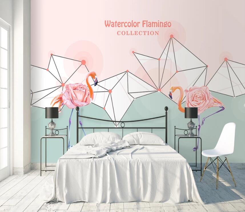 3D Pink Flamingo 727 Wall Murals Wallpaper AJ Wallpaper 2 