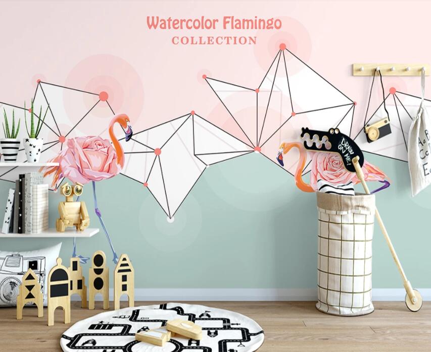 3D Pink Flamingo 727 Wall Murals Wallpaper AJ Wallpaper 2 