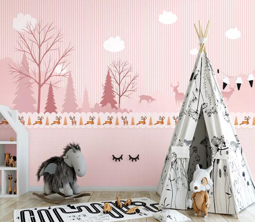 3D Pink Forest 718 Wall Murals Wallpaper AJ Wallpaper 2 