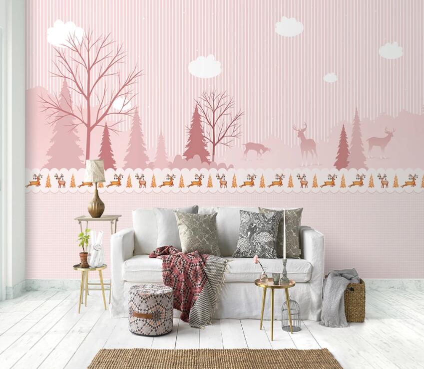 3D Pink Forest 718 Wall Murals Wallpaper AJ Wallpaper 2 