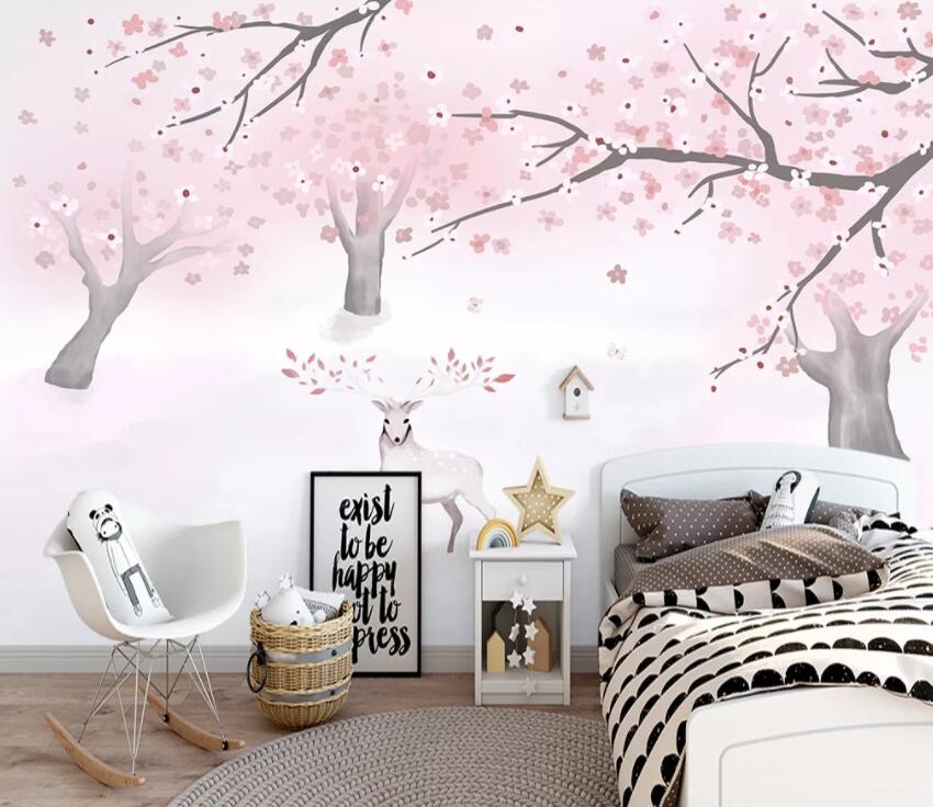 3D Pink Forest 700 Wall Murals Wallpaper AJ Wallpaper 2 