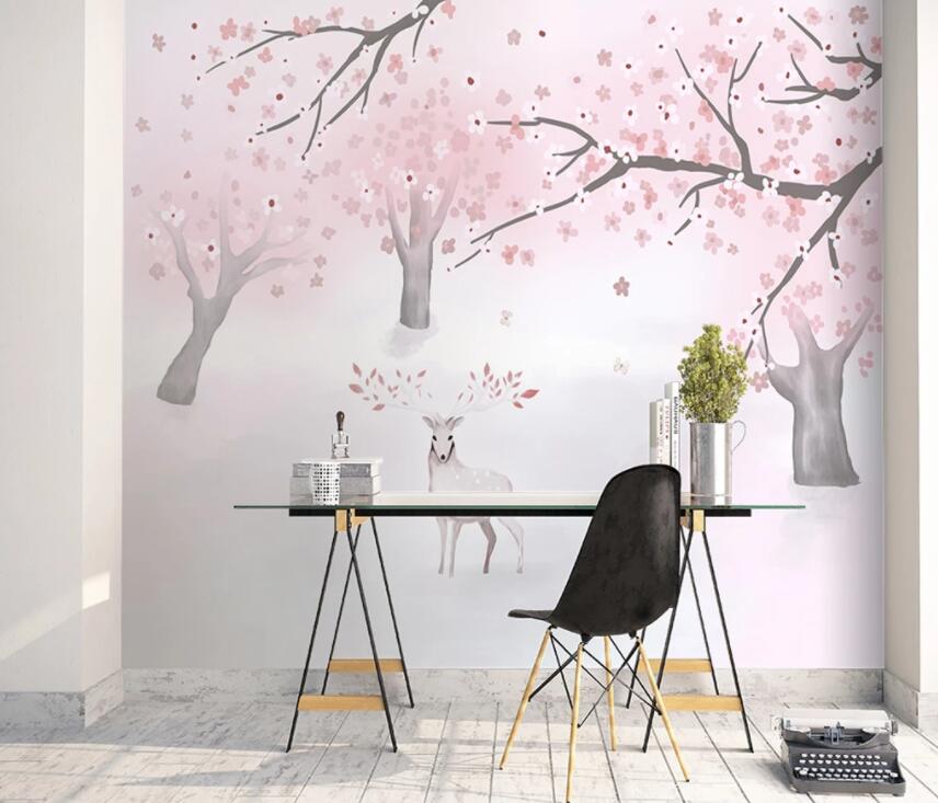 3D Pink Forest 700 Wall Murals Wallpaper AJ Wallpaper 2 