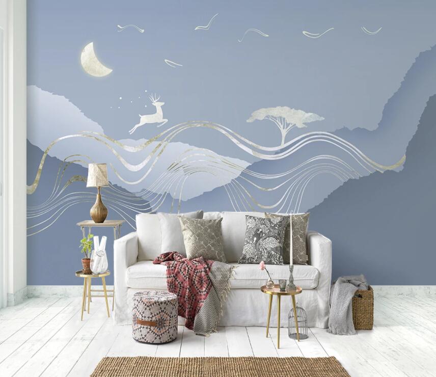 3D Moon Fawn 692 Wall Murals Wallpaper AJ Wallpaper 2 