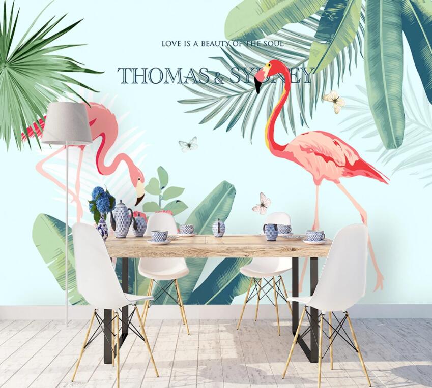 3D Pink Flamingo 680 Wall Murals Wallpaper AJ Wallpaper 2 