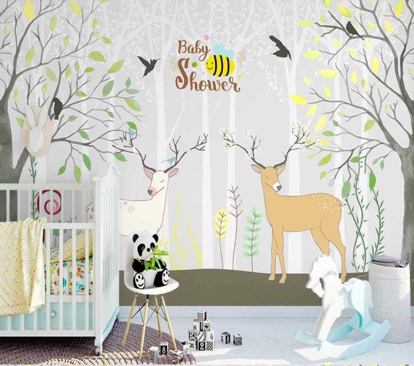 3D Deer Forest 658 Wall Murals Wallpaper AJ Wallpaper 2 