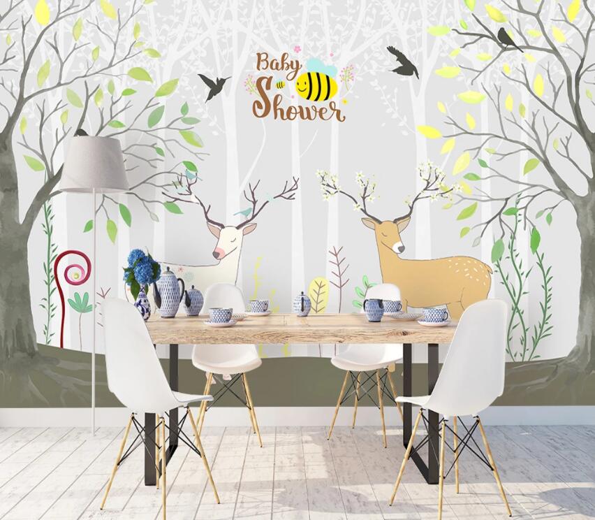 3D Deer Forest 658 Wall Murals Wallpaper AJ Wallpaper 2 