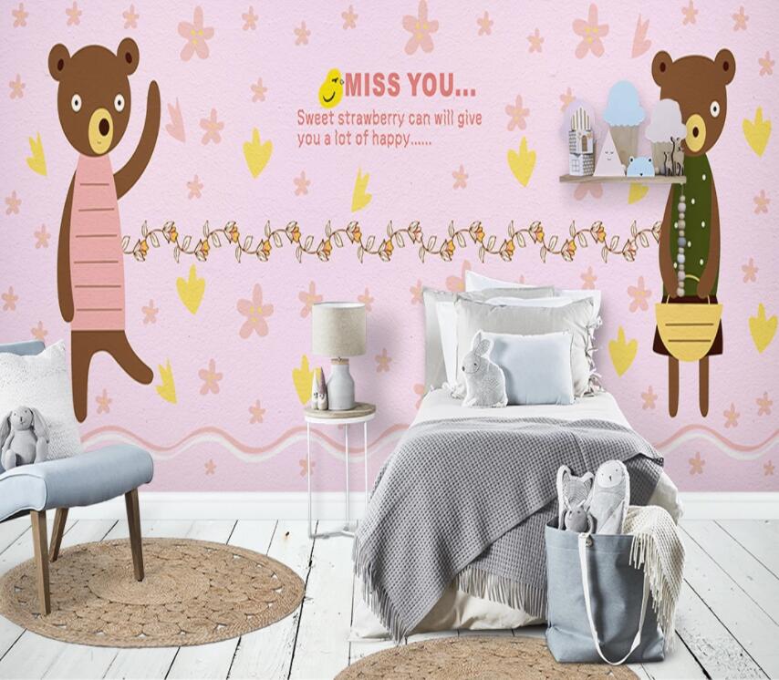 3D Pink Bear 576 Wall Murals Wallpaper AJ Wallpaper 2 