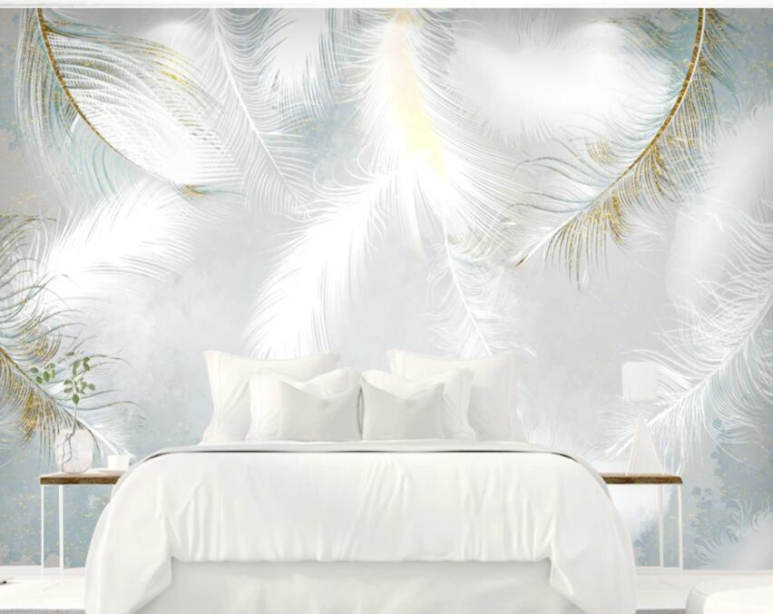 3D White Feather 412 Wall Murals Wallpaper AJ Wallpaper 2 