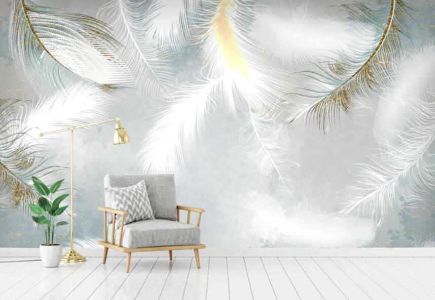 3D White Feather 412 Wall Murals Wallpaper AJ Wallpaper 2 