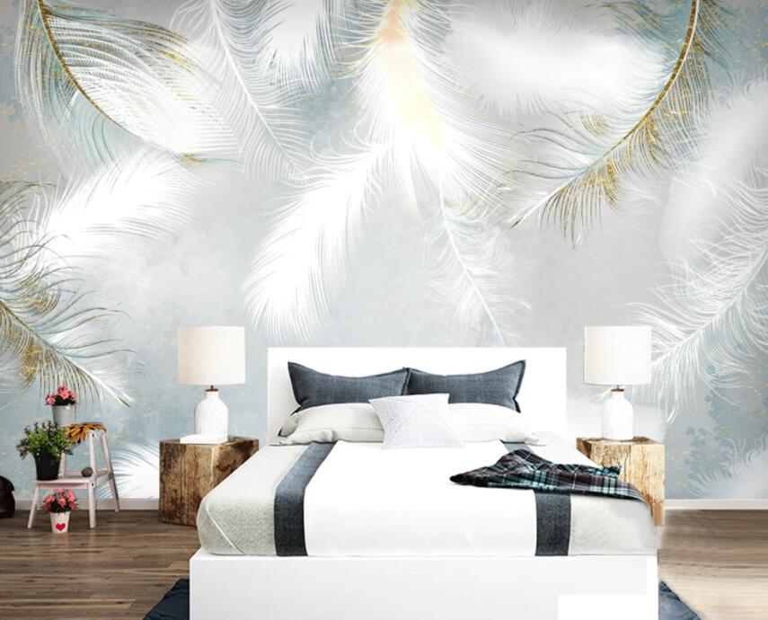 3D White Feather 412 Wall Murals Wallpaper AJ Wallpaper 2 