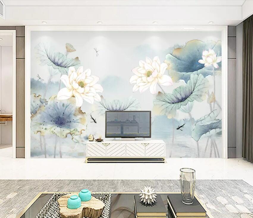 3D Lotus Pond 1720 Wall Murals Wallpaper AJ Wallpaper 2 