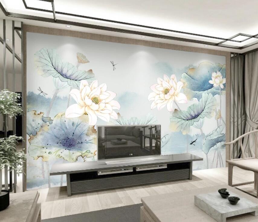 3D Lotus Pond 1720 Wall Murals Wallpaper AJ Wallpaper 2 