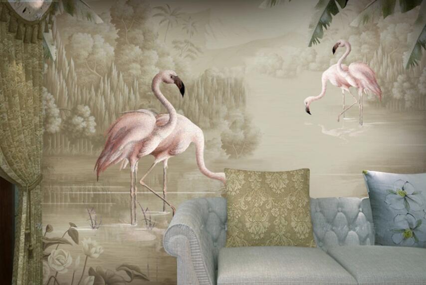 3D Flamingo Lake 152 Wall Murals Wallpaper AJ Wallpaper 2 