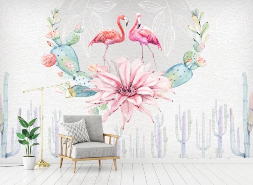 3D Cute Flamingo 139 Wall Murals Wallpaper AJ Wallpaper 2 