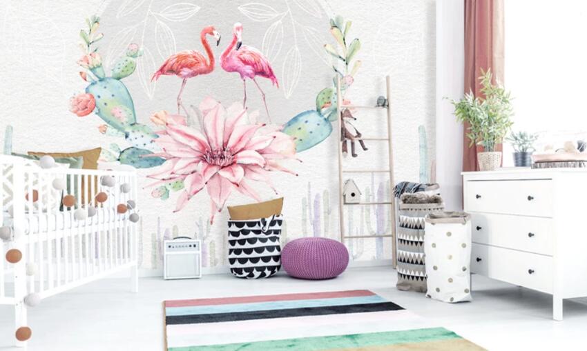 3D Cute Flamingo 139 Wall Murals Wallpaper AJ Wallpaper 2 