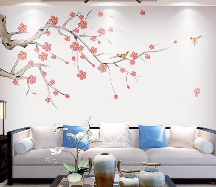 3D Red Plum Blossoms 1515 Wall Murals Wallpaper AJ Wallpaper 2 