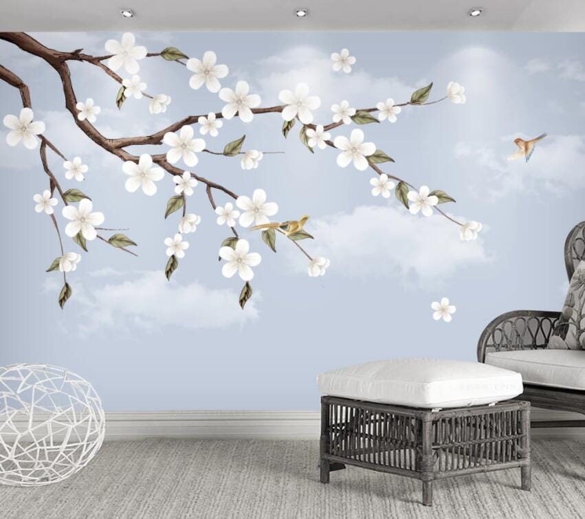 3D White Flowers 1514 Wall Murals Wallpaper AJ Wallpaper 2 