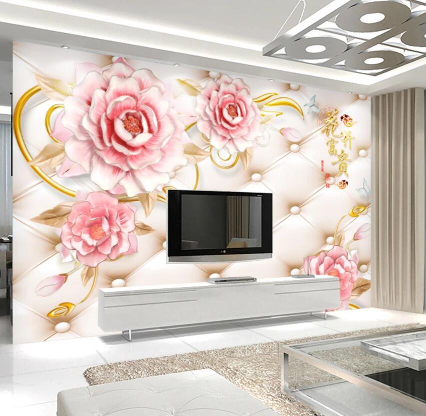 3D Pink Flowers 097 Wall Murals Wallpaper AJ Wallpaper 2 