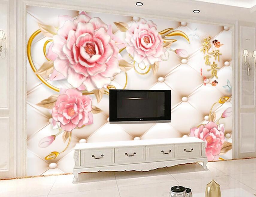 3D Pink Flowers 097 Wall Murals Wallpaper AJ Wallpaper 2 