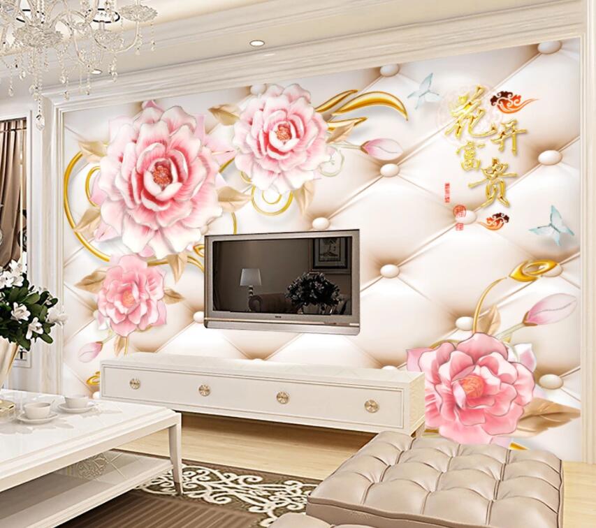 3D Pink Flowers 097 Wall Murals Wallpaper AJ Wallpaper 2 