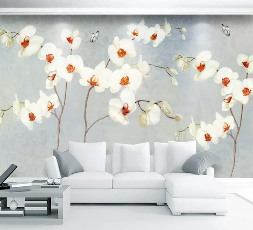 3D White Flowers 1470 Wall Murals Wallpaper AJ Wallpaper 2 