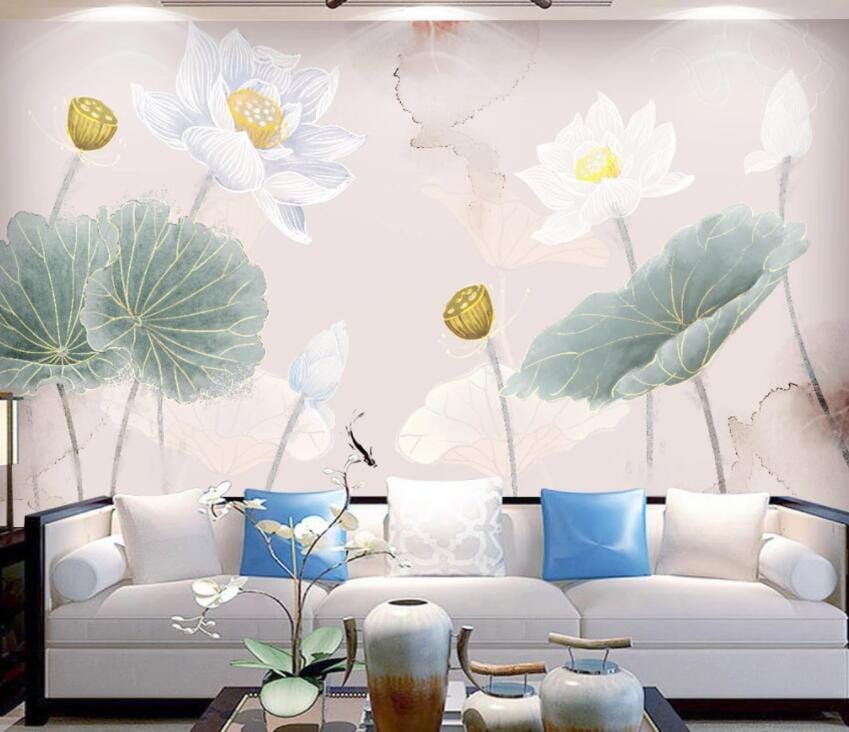 3D Lotus Flower 1461 Wall Murals Wallpaper AJ Wallpaper 2 