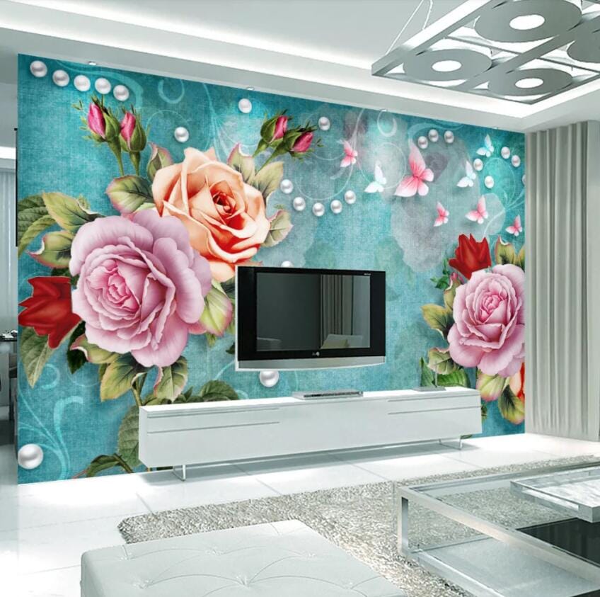 3D Pearl Flower 1457 Wall Murals Wallpaper AJ Wallpaper 2 