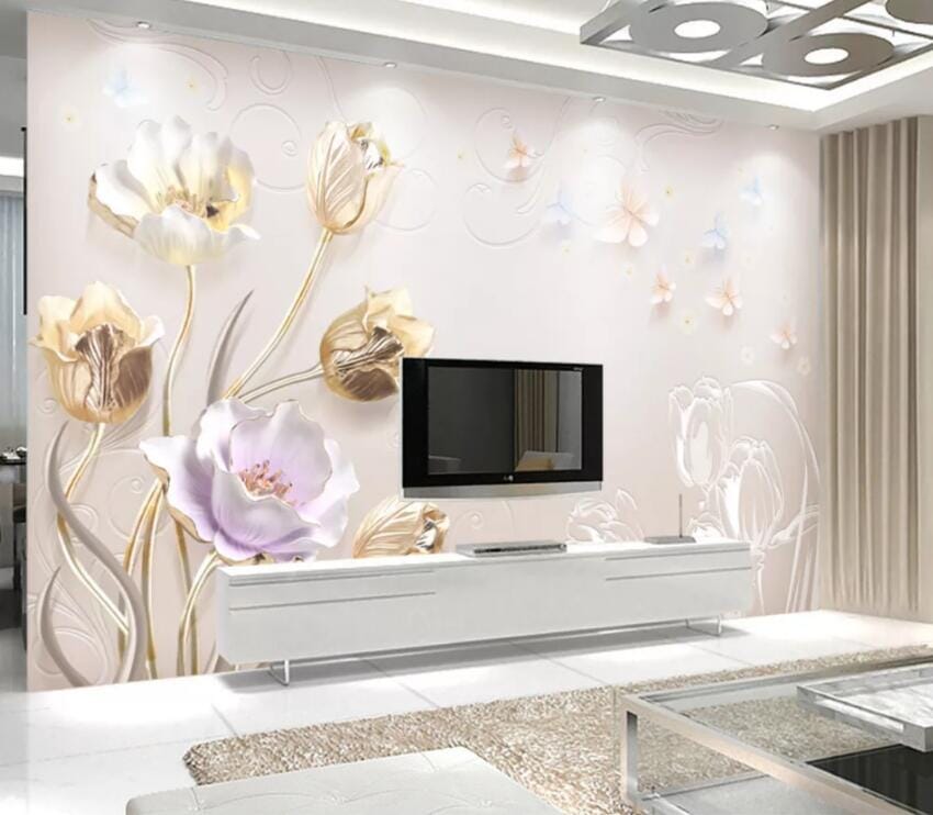 3D Carving Lotus 1455 Wall Murals Wallpaper AJ Wallpaper 2 