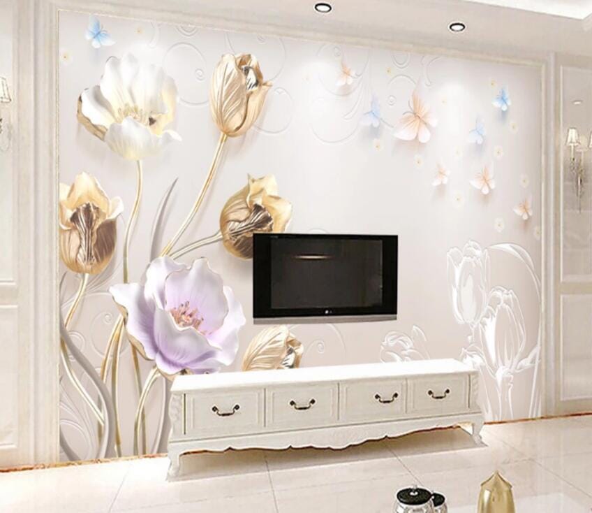 3D Carving Lotus 1455 Wall Murals Wallpaper AJ Wallpaper 2 