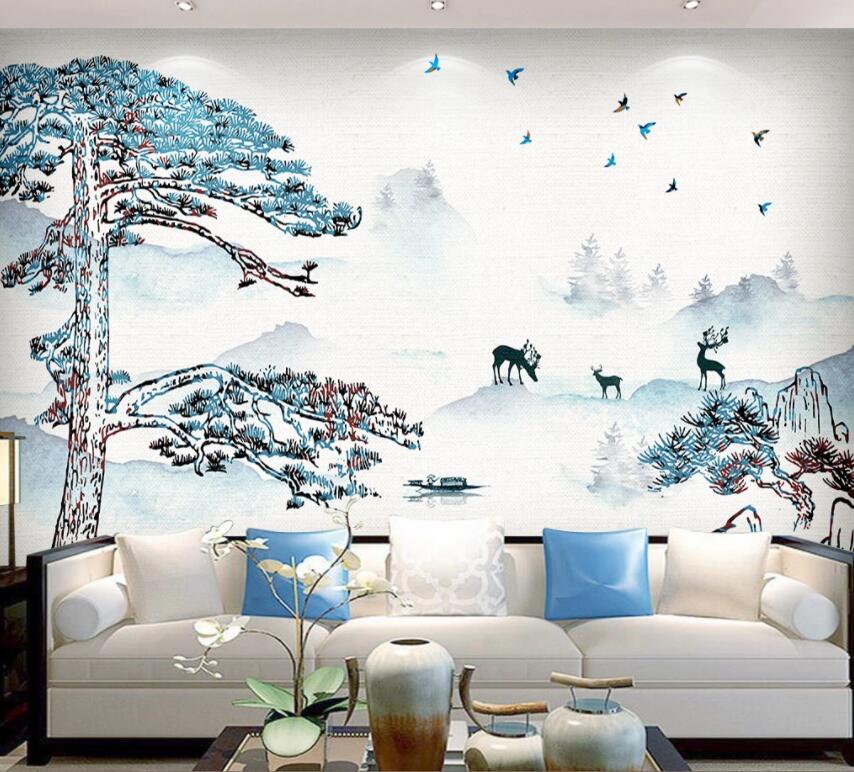 3D Deer Forest 1434 Wall Murals Wallpaper AJ Wallpaper 2 