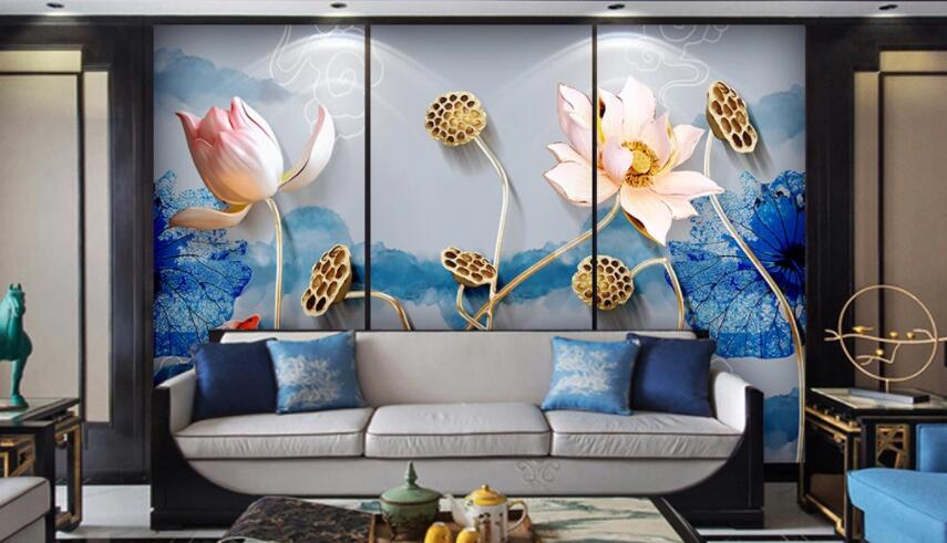 3D Lotus 1265 Wall Murals Wallpaper AJ Wallpaper 2 