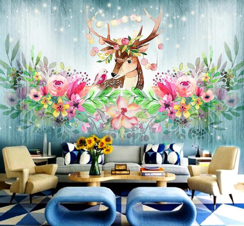 3D Elk Flower 1069 Wall Murals Wallpaper AJ Wallpaper 2 