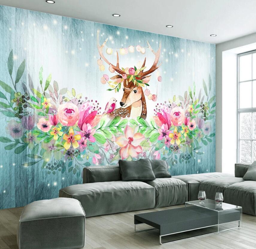 3D Elk Flower 1069 Wall Murals Wallpaper AJ Wallpaper 2 