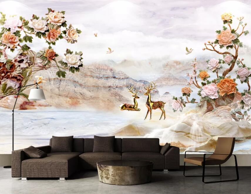 3D Deer Forest 151 Wall Murals Wallpaper AJ Wallpaper 2 