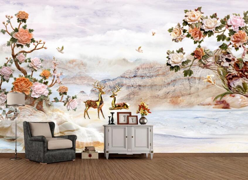 3D Deer Forest 151 Wall Murals Wallpaper AJ Wallpaper 2 