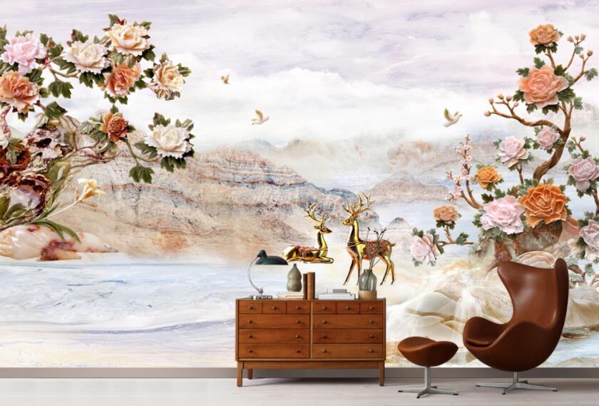 3D Deer Forest 151 Wall Murals Wallpaper AJ Wallpaper 2 