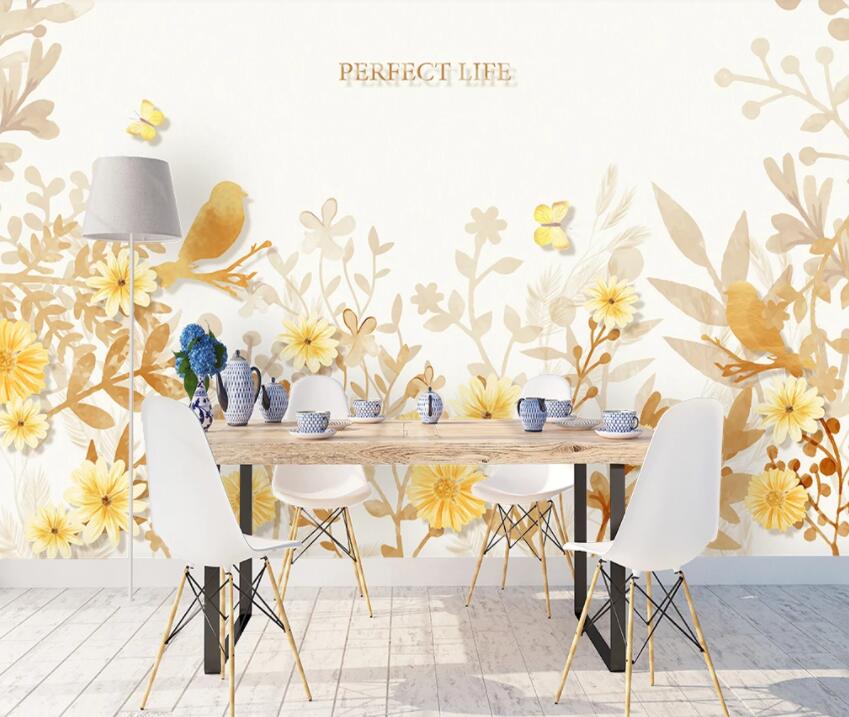 3D Yellow Leaves 550 Wall Murals Wallpaper AJ Wallpaper 2 