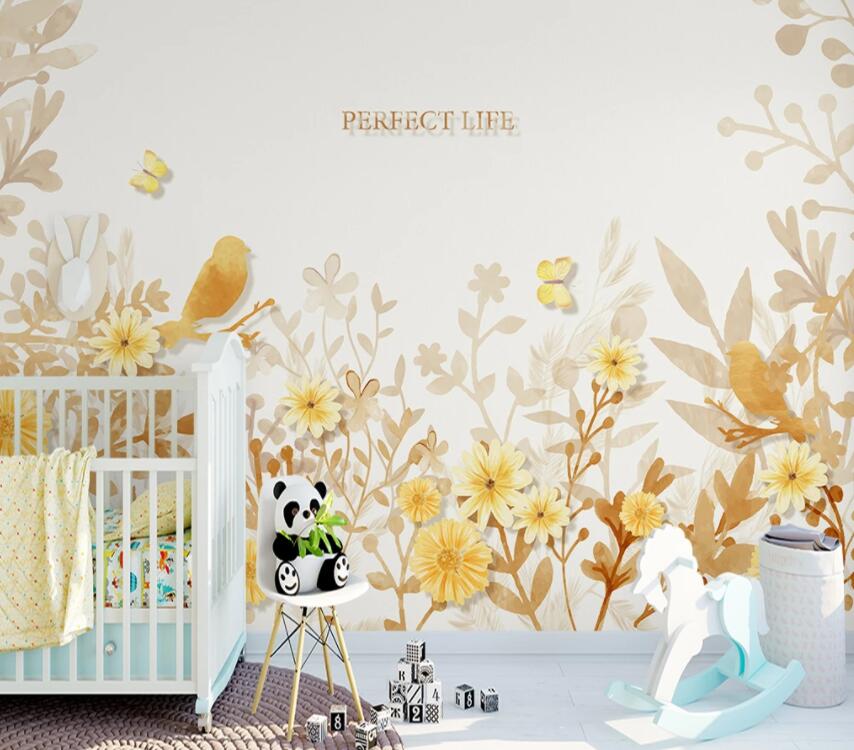 3D Yellow Leaves 550 Wall Murals Wallpaper AJ Wallpaper 2 