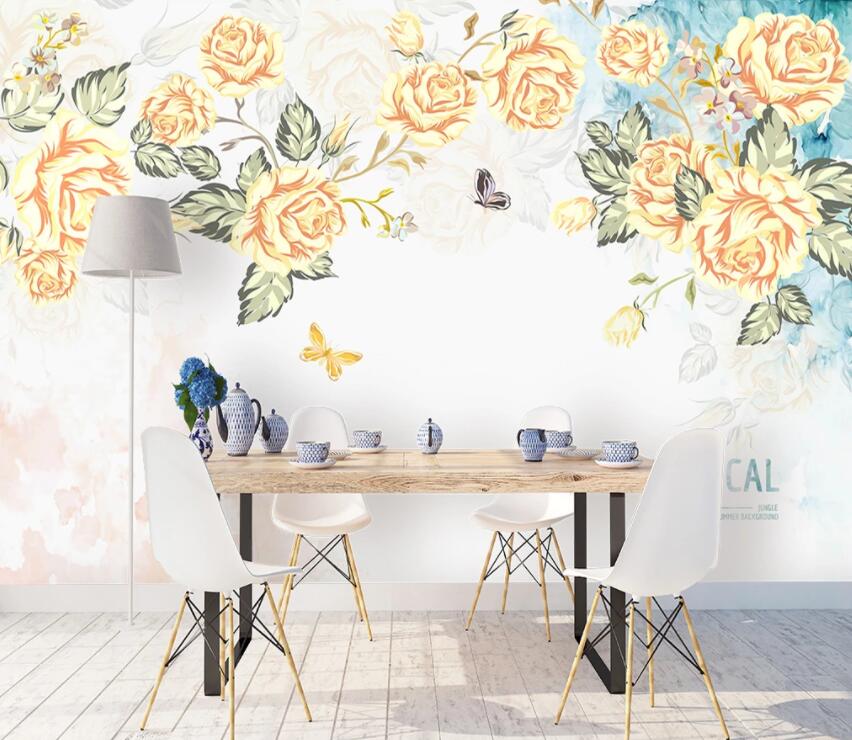 3D Flower Butterfly 538 Wall Murals Wallpaper AJ Wallpaper 2 