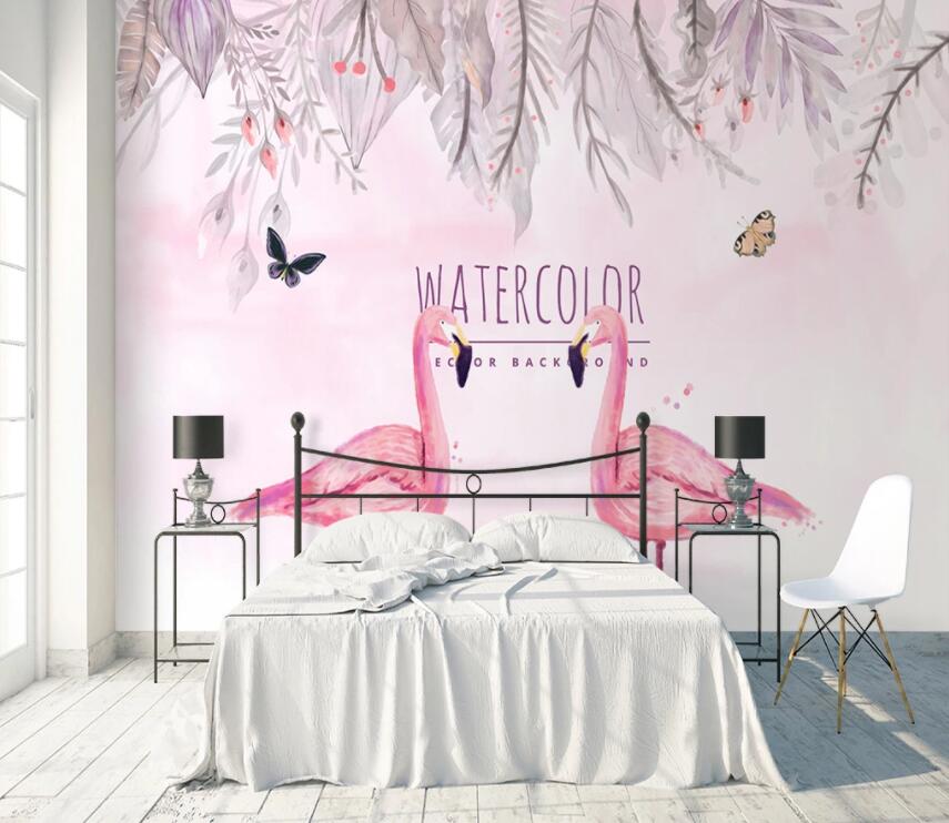 3D Pink Flamingo 536 Wall Murals Wallpaper AJ Wallpaper 2 