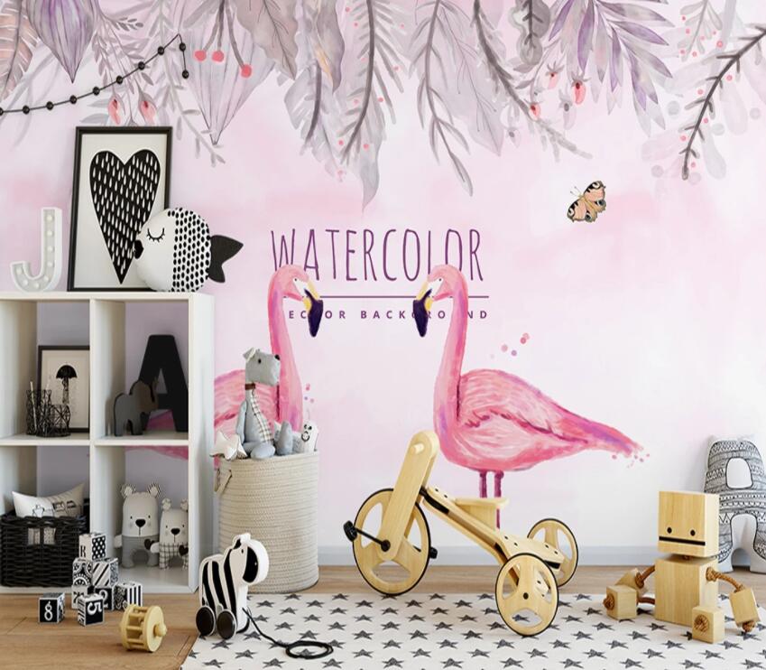 3D Pink Flamingo 536 Wall Murals Wallpaper AJ Wallpaper 2 