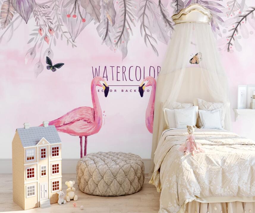 3D Pink Flamingo 536 Wall Murals Wallpaper AJ Wallpaper 2 